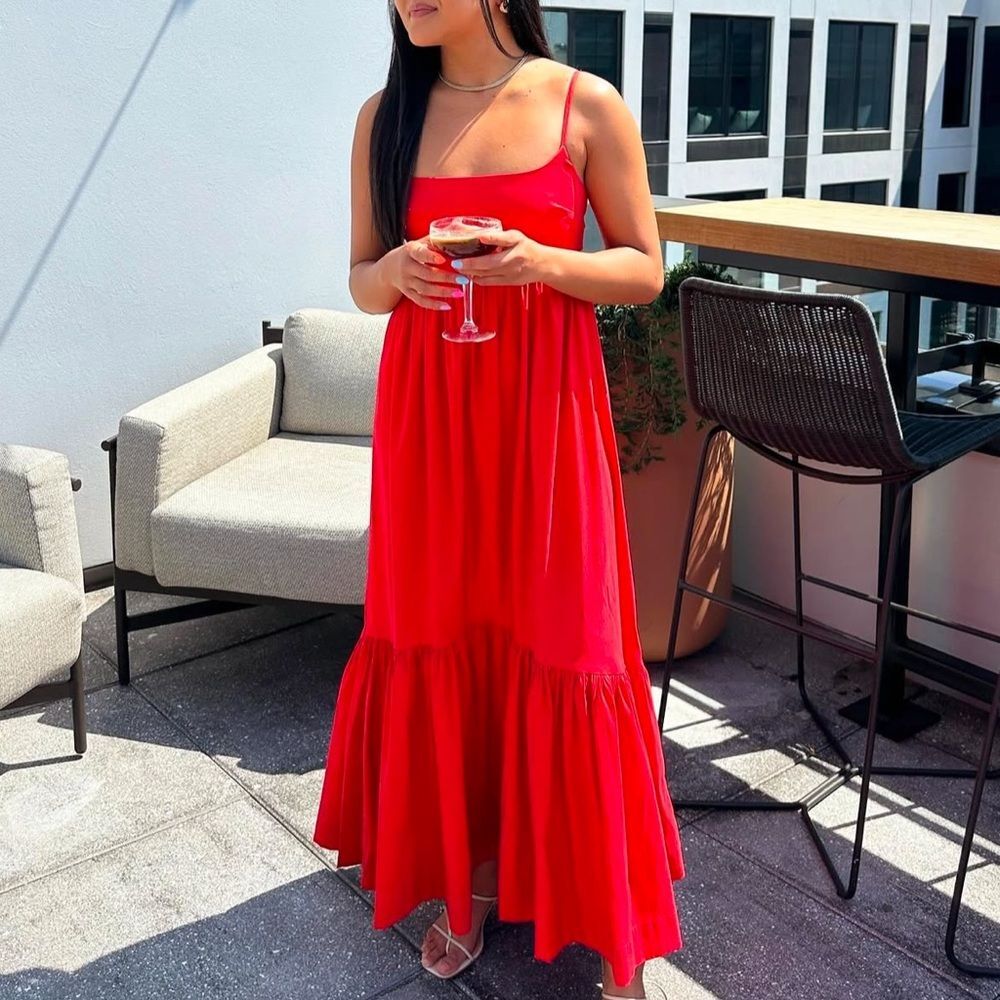 Abercrombie & Fitch NEW Drama Bow-Back Taffeta Gown Red Formal Party Maxi Dress